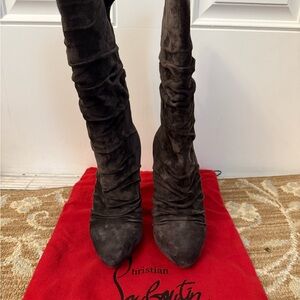 Christian Louboutin Dark Suede Heeled Boots